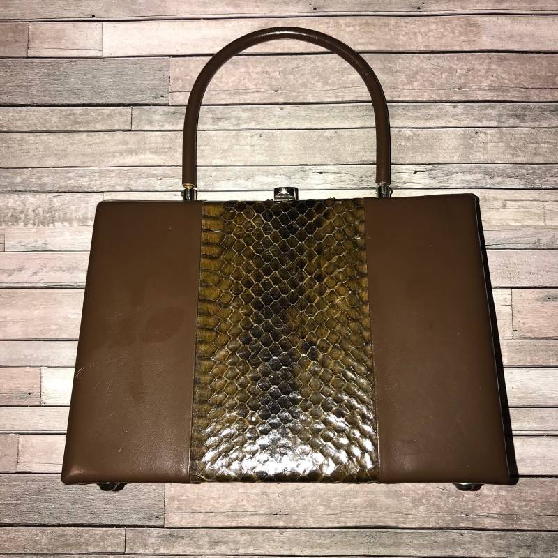 50Er Jahre Schlangenleder Geldbörse, Henkeltasche Mit Henkel von VintageRiverCity
