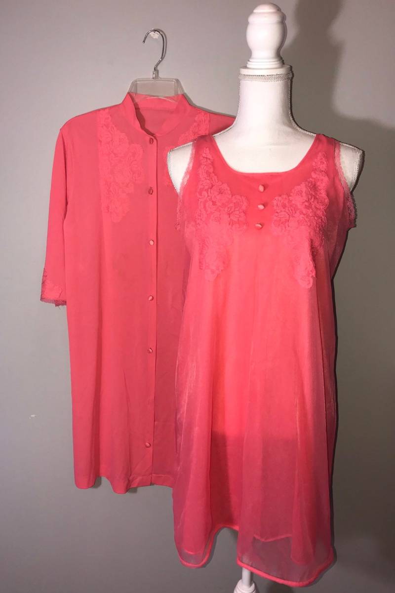 60Er Jahre Babydoll Nachthemd Und Jacke Im Set/Größe S By Gaymode von VintageRiverCity