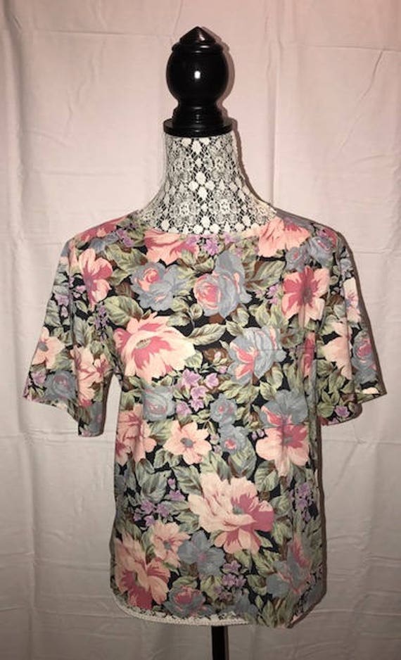 Vintage 1980's Floral Top/Größe 7/8 Von Sag Hafen von VintageRiverCity