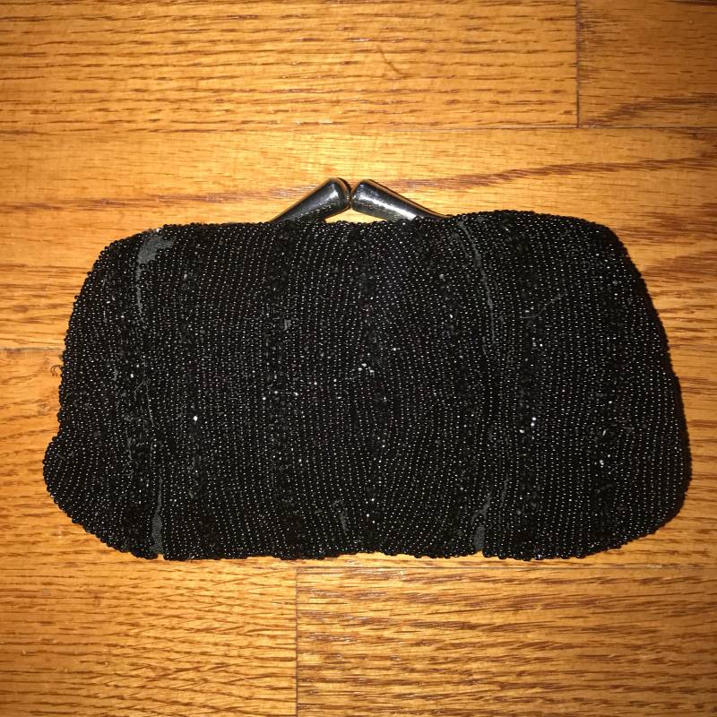 Vintage 20Er Schwarze Perlen Finger Clutch Mit Spiegel von VintageRiverCity