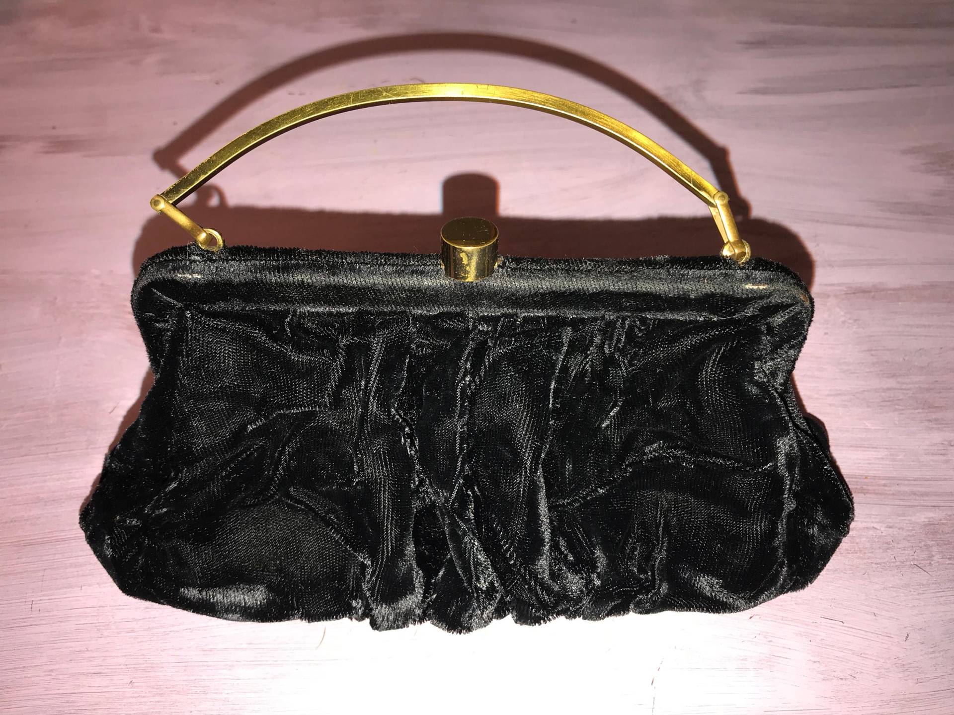 Vintage 40Er Jahre Samt Rahmen Abendtasche Mit Metall Griff von VintageRiverCity