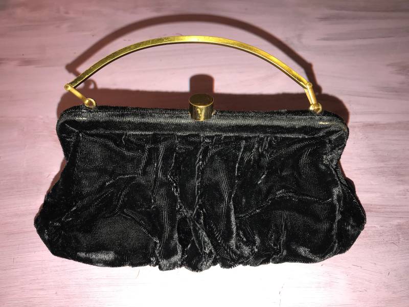 Vintage 40Er Jahre Samt Rahmen Abendtasche Mit Metall Griff von VintageRiverCity