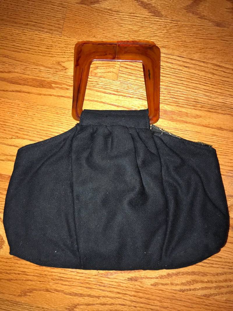 Vtg 40's Schwarze Geldbörse Mit Acryl-Schildpatt-Top-Griffen von VintageRiverCity