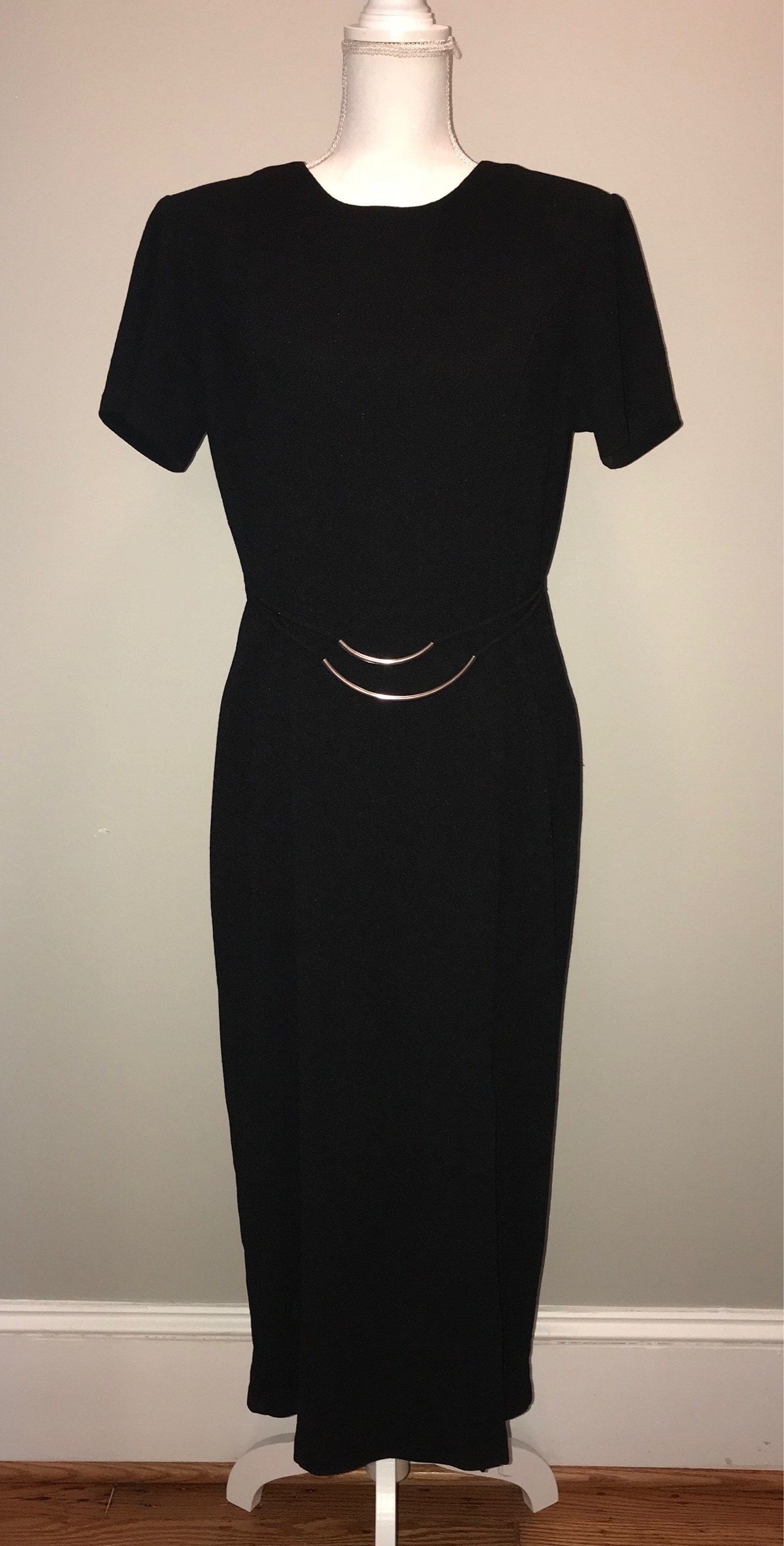 Vtg80's Schwarzes Kleid Mit Metallakzenten/Größe 14 Von Miss Scarlet von VintageRiverCity