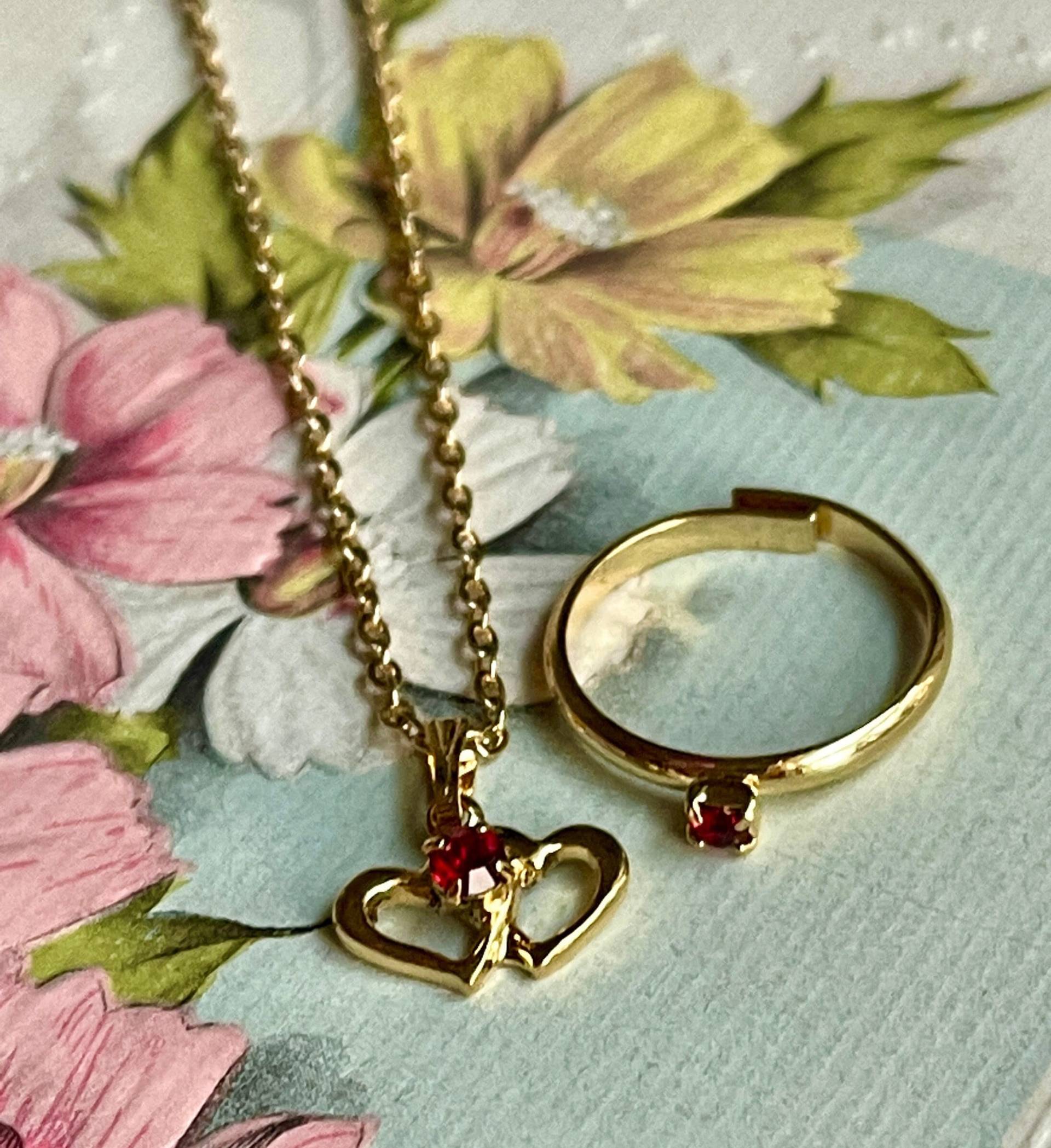 Valentinstag Halskette Und Ring Set, Für Kleines Mädchen, Tochter Geschenk von VintageRoseFindings