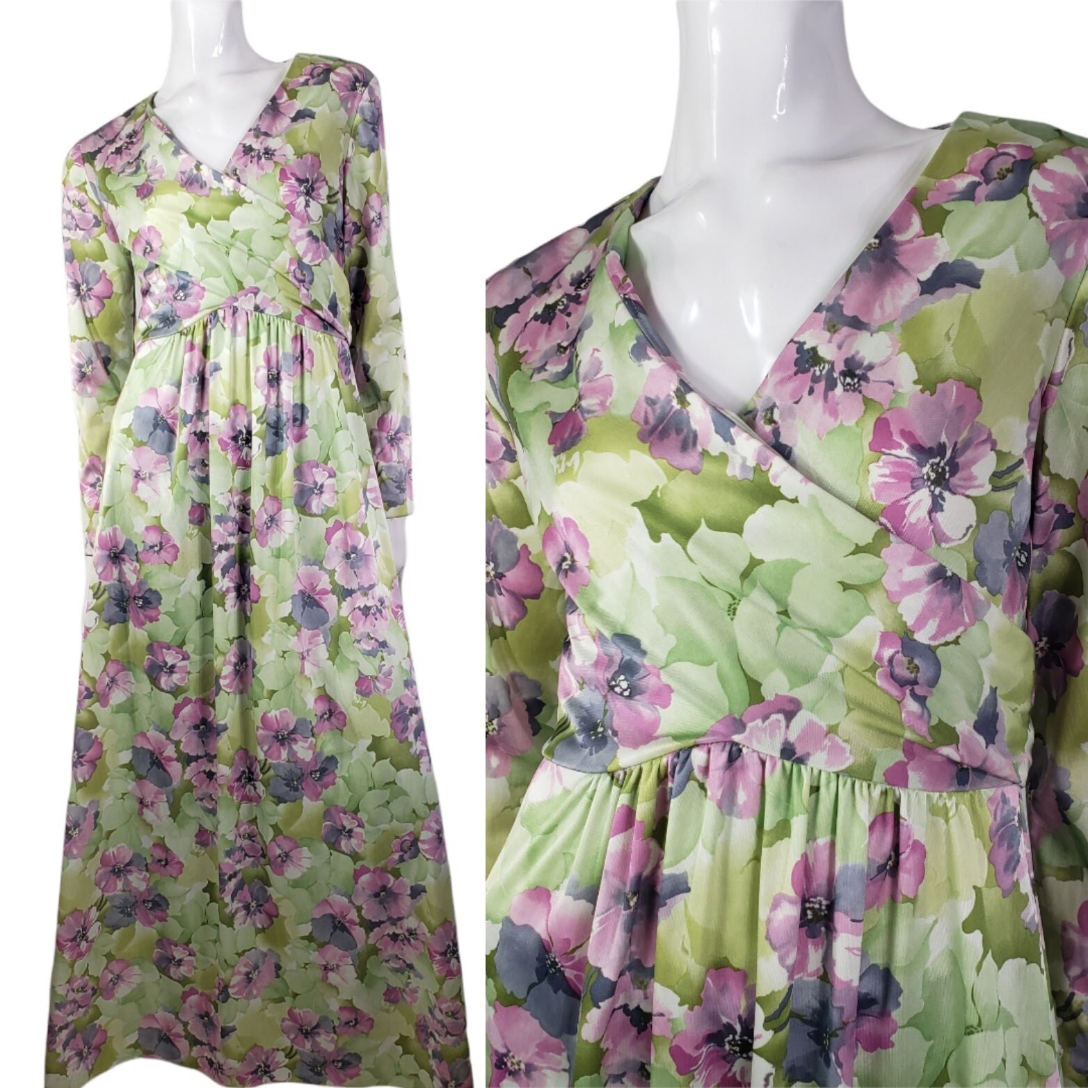Vintage 70Er Jahre Yves Jennet Langes Grünes Blumen Kleid Klein Vintage 70Er Jahre Yves Jennet Langes Grünes Blumen Kleid Klein von VintageRunsDeep