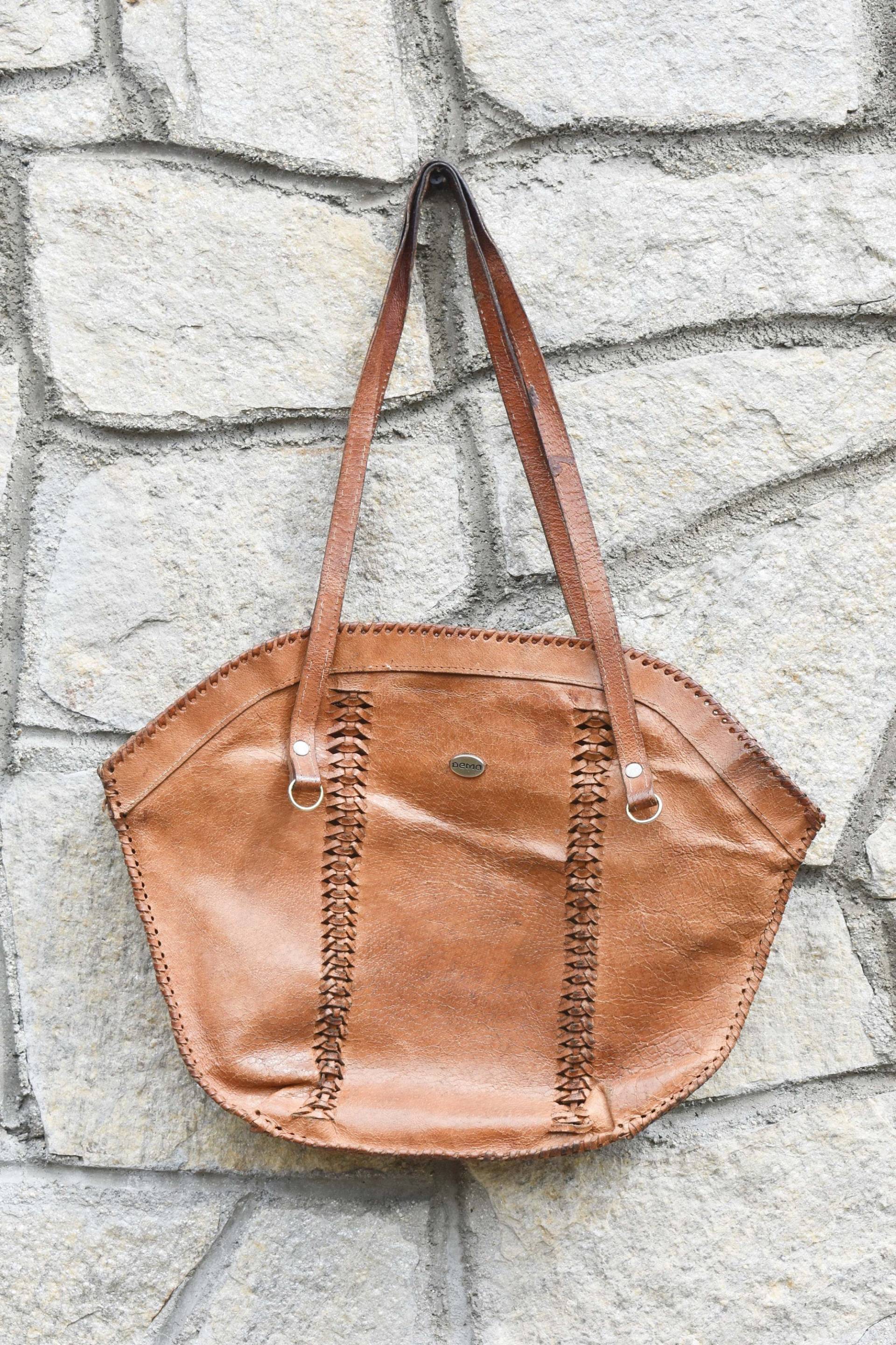 Vintage Braune Leder Handtasche 1960Er Jahre Damentasche von VintageShopEU