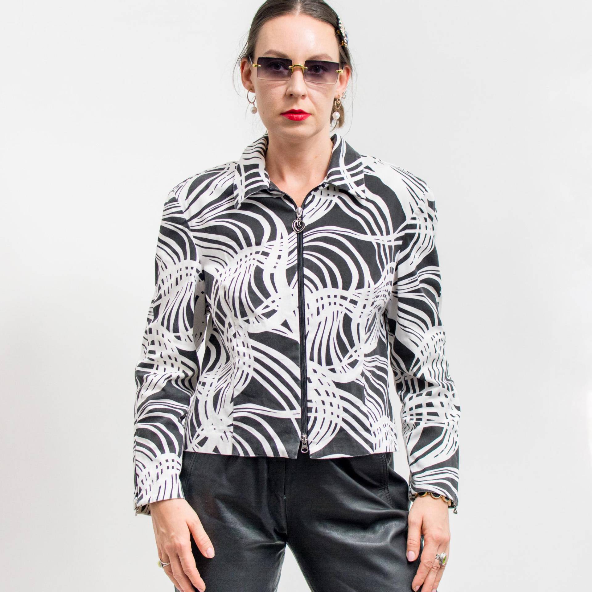 90Er Jahre Joseph Ribkoff Jeansjacke in Schwarz Weiß Vintage | Damengröße Xxl von VintageShopGertrude