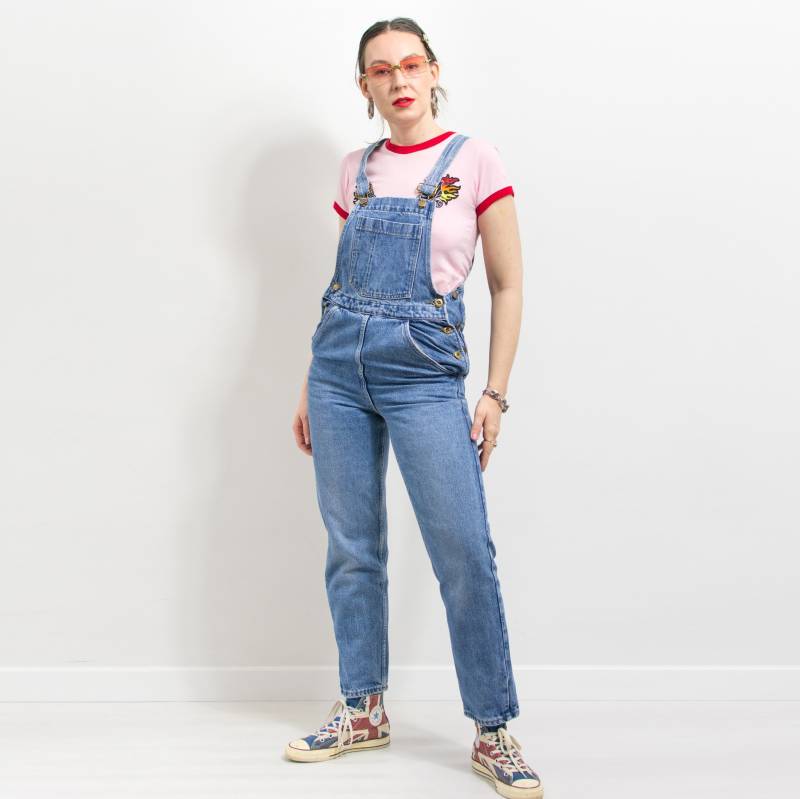 90Er Jahre Vintage Jeans Latzhose Stonewashed Overall Damen Größe Xs/S von VintageShopGertrude