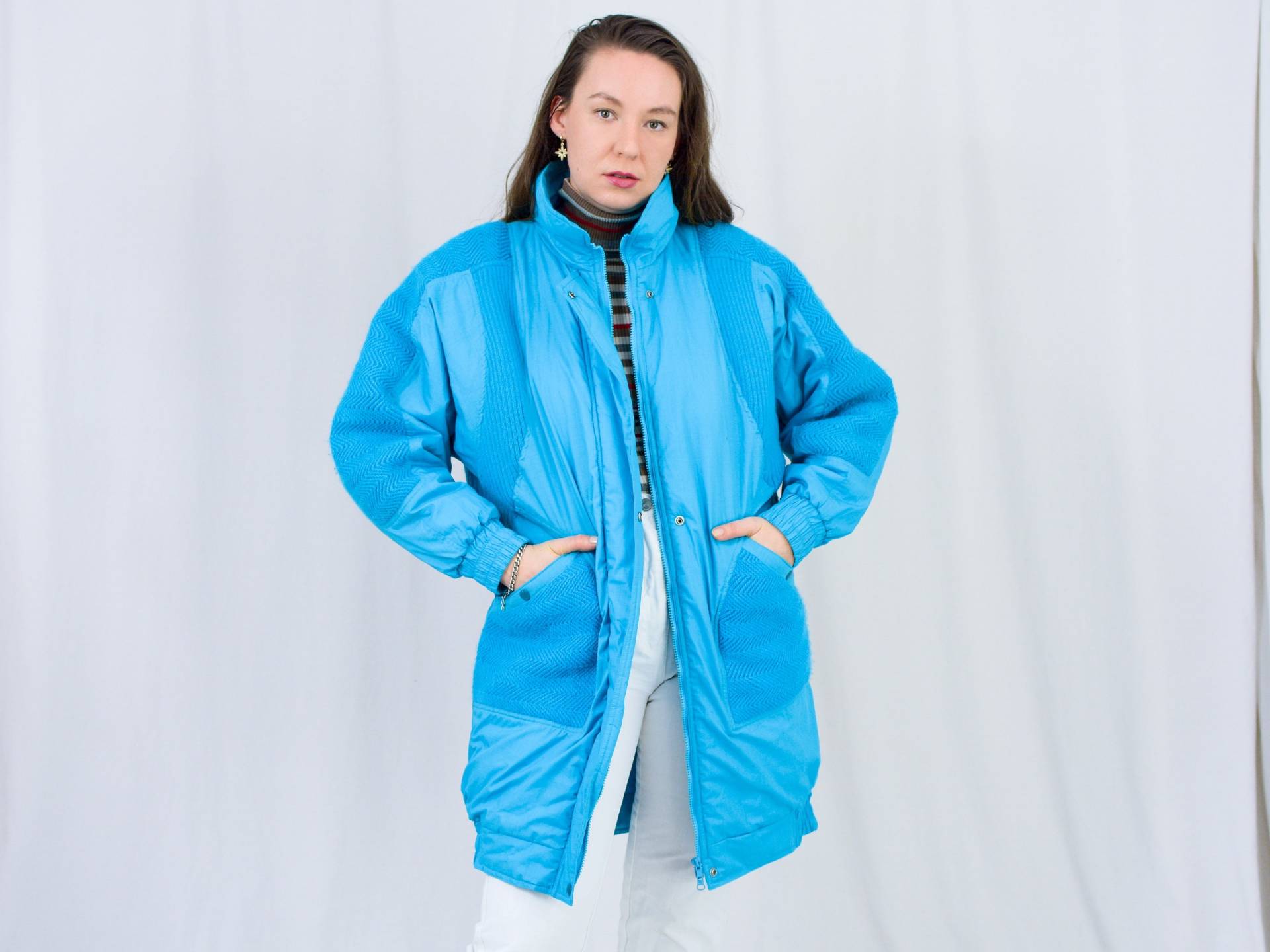 Blaue Geschwollene Jacke Vintage 80Er Jahre Winter Schnee Mantel Kugelfisch Frauen L Large von VintageShopGertrude