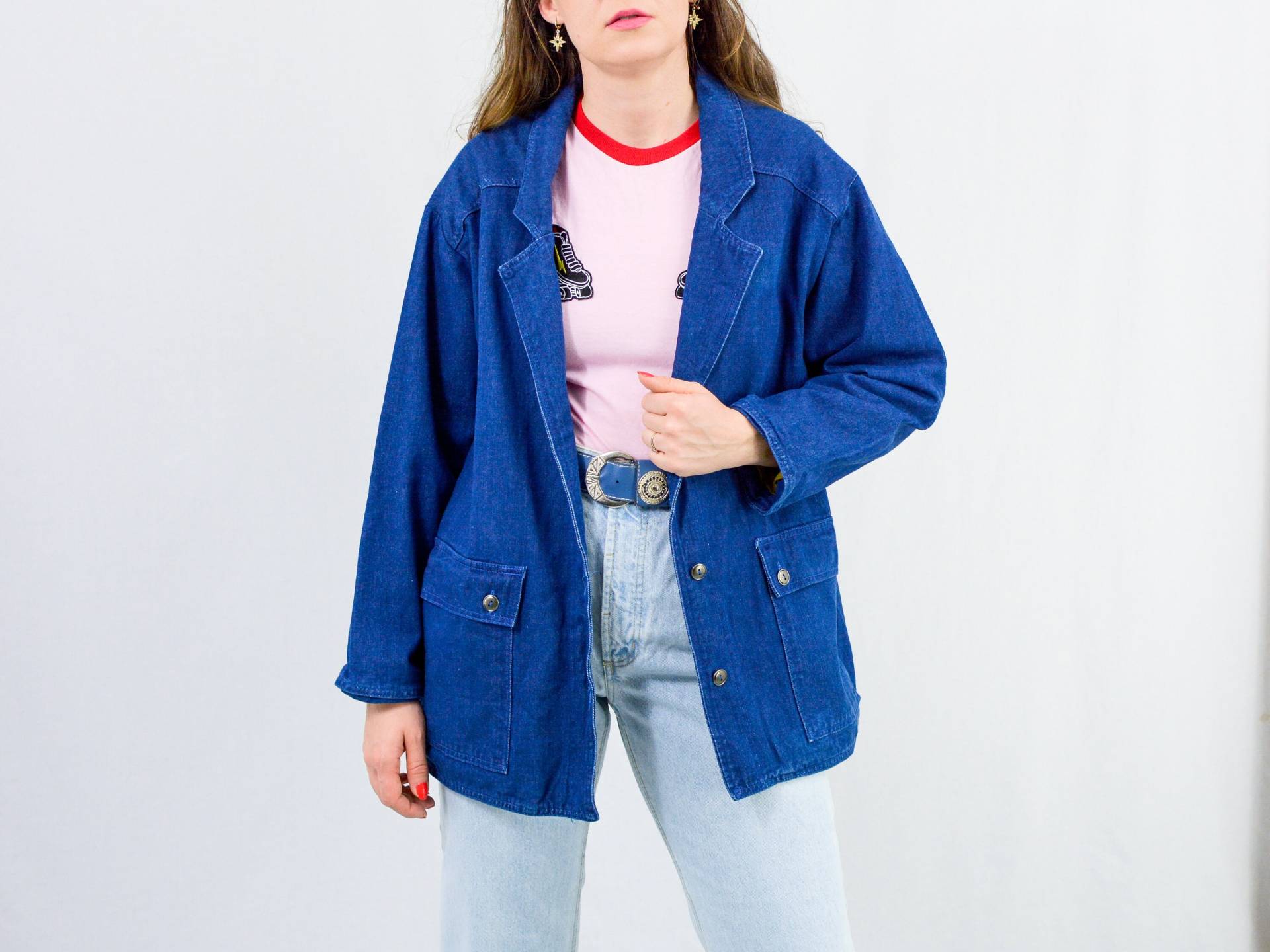 Blaue Jeansjacke 80Er Vintage Blazer Senffutter Hipster Oversized Damen Xl von VintageShopGertrude