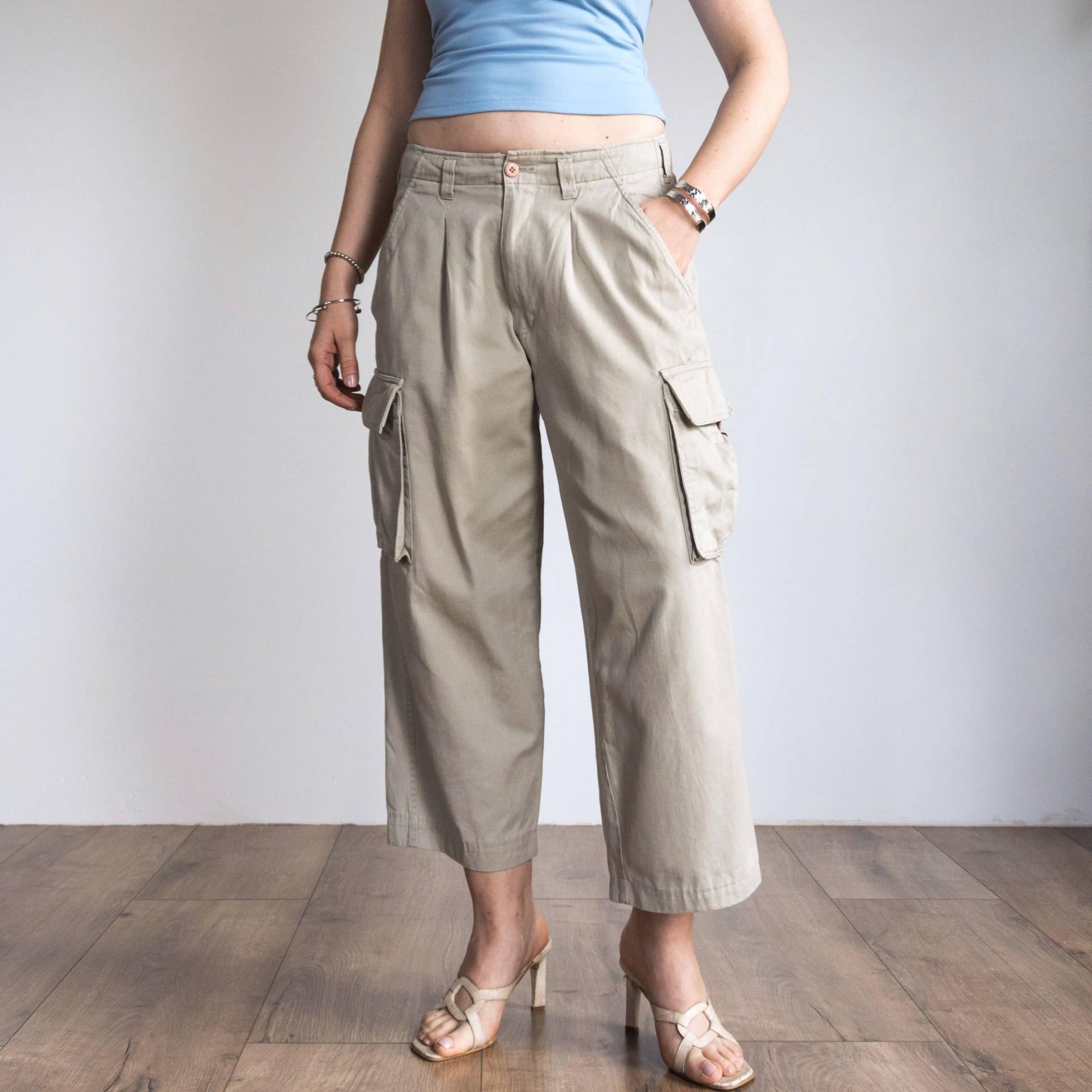 Cargo-Denim-Jorts | Vintage Capri Baggy Hose Militär Stil Damengröße L/xl von VintageShopGertrude