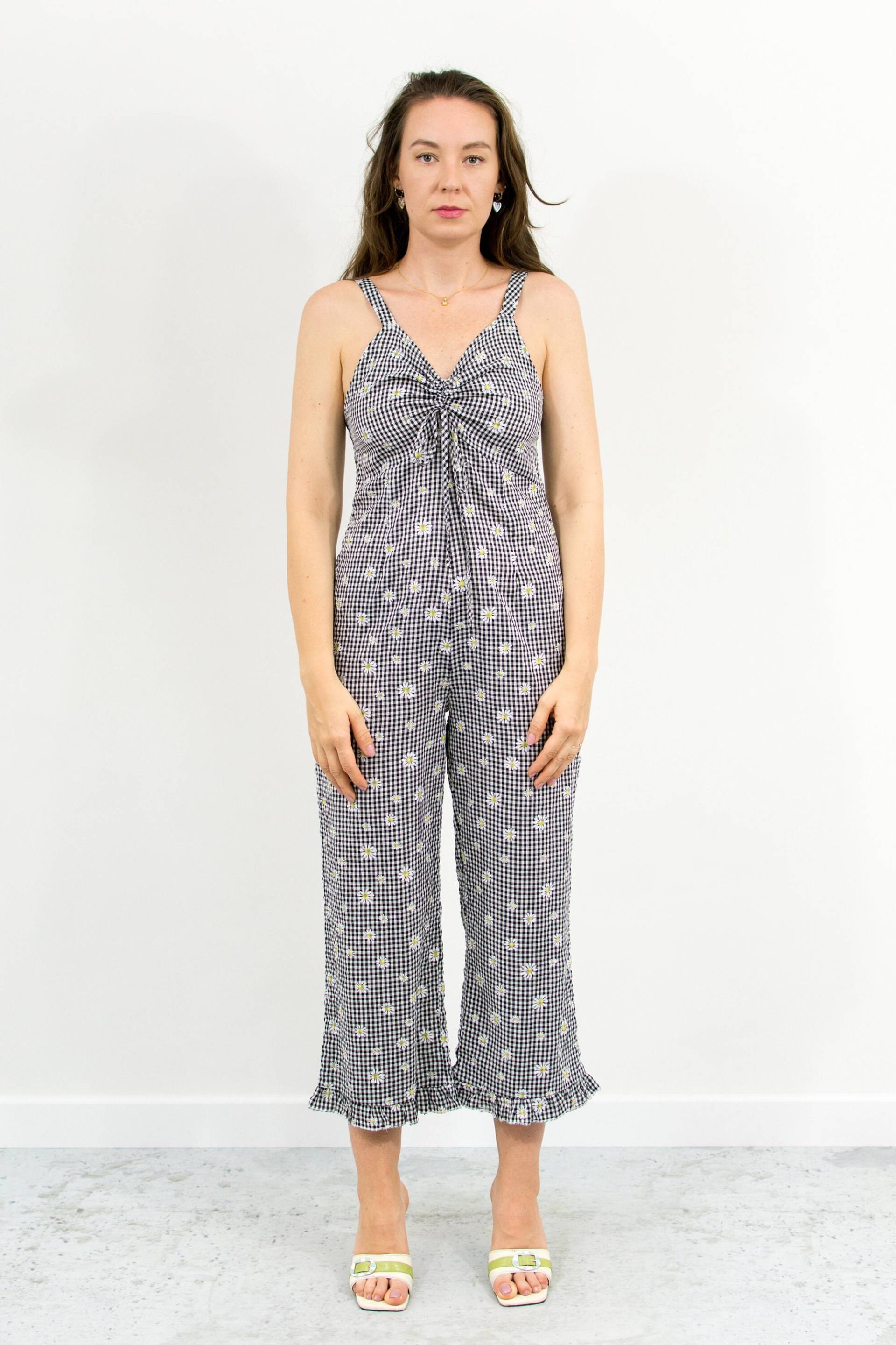 Floraler Jumpsuit Vintage Sommerlich Bedruckt Slevveless Coveralls Damen M/L von VintageShopGertrude