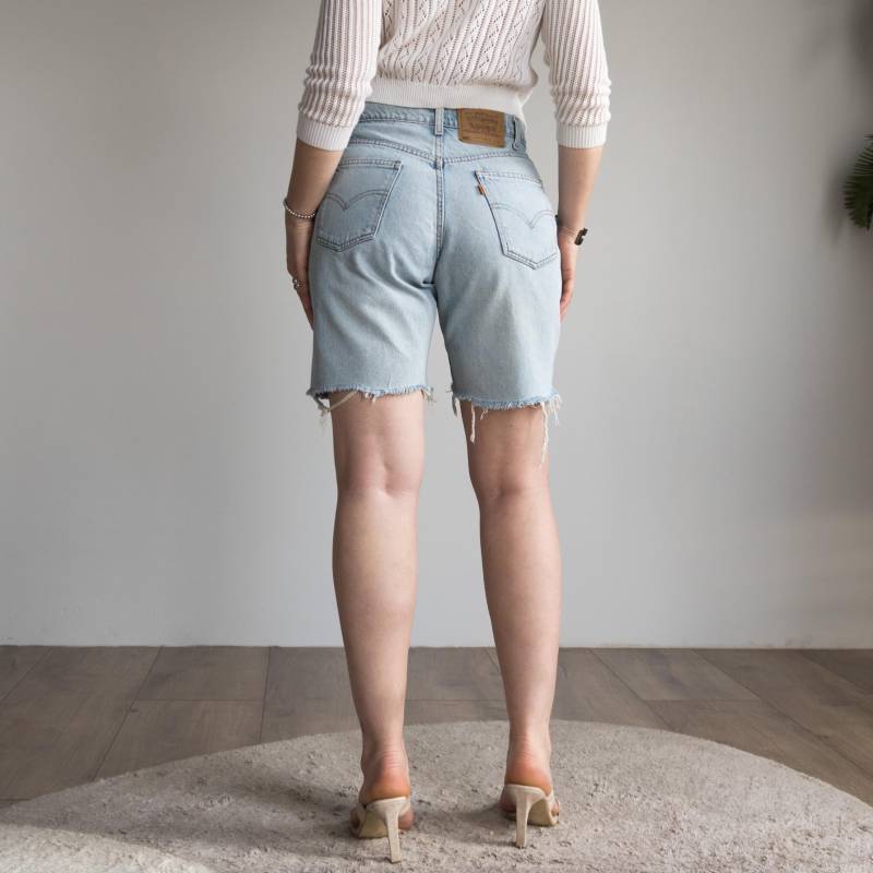 Levi's 550 Vintage Shorts | Hoch Taillierte Denim-Cutoffs Orange Lasche Damengröße L von VintageShopGertrude