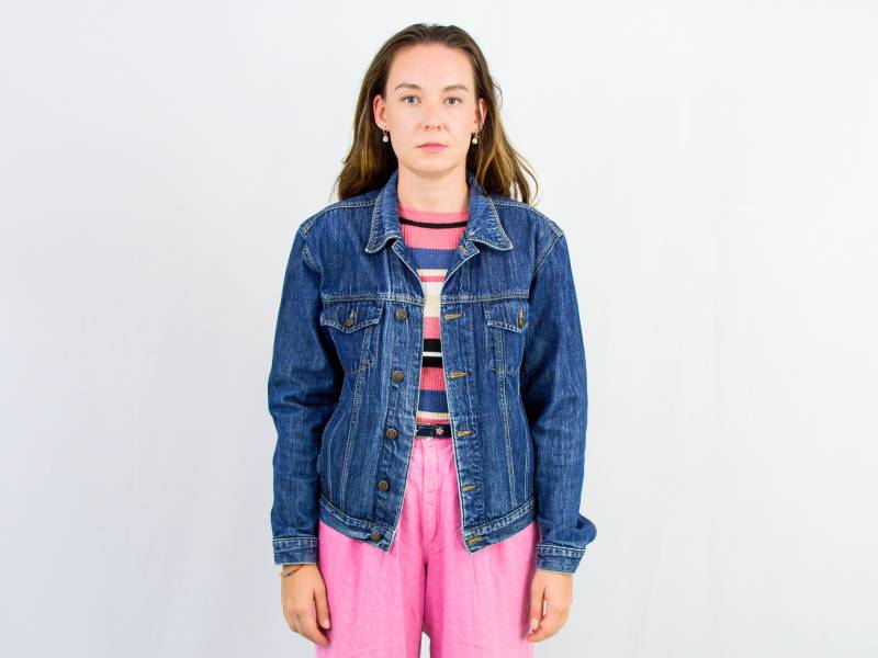 Marineblaue Jeansjacke Vintage Jeans 90Er Jahre Trucker Damen L Groß von VintageShopGertrude