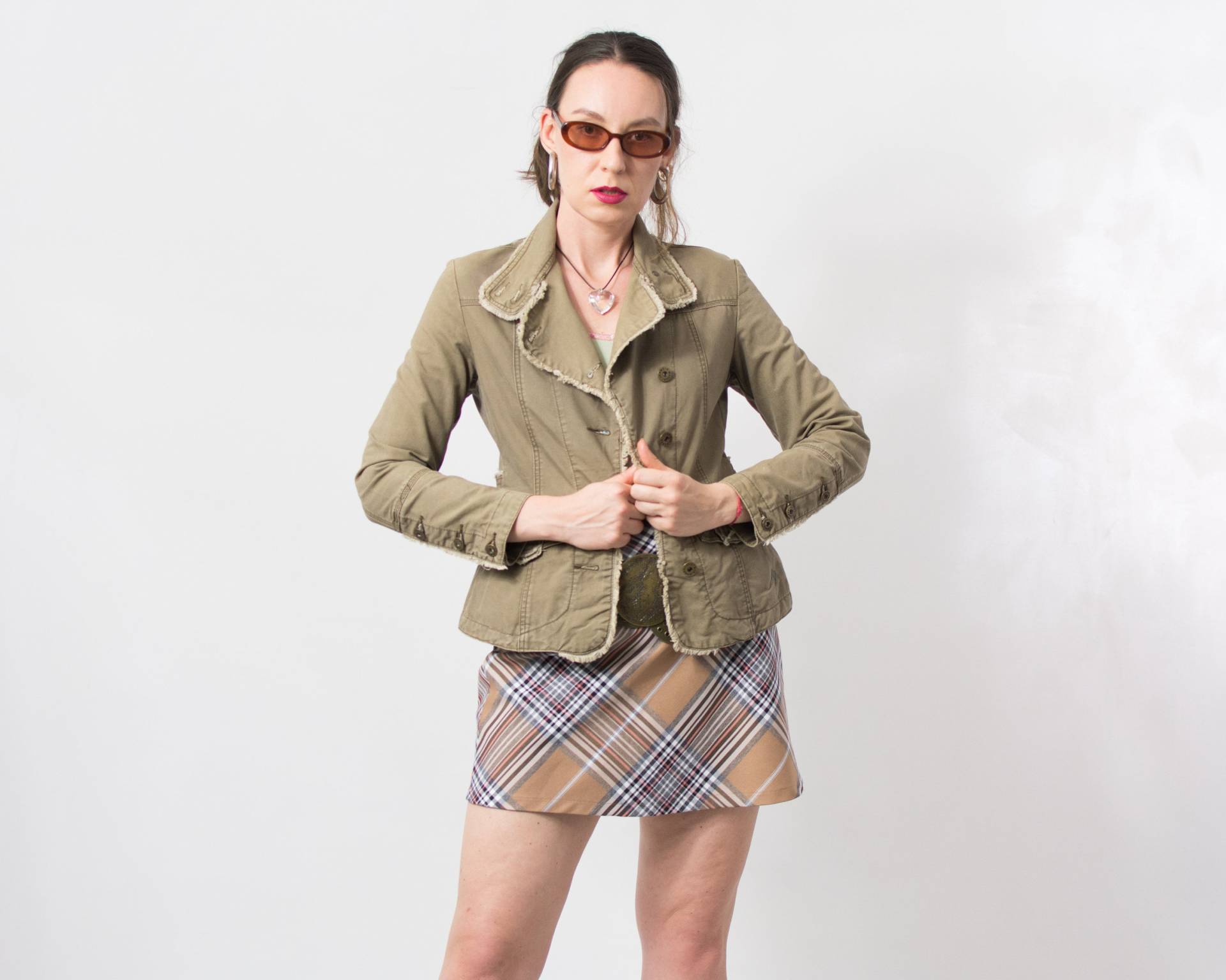 Militär Leichte Jacke Y2K Vintage Khaki Frauen Größe M von VintageShopGertrude