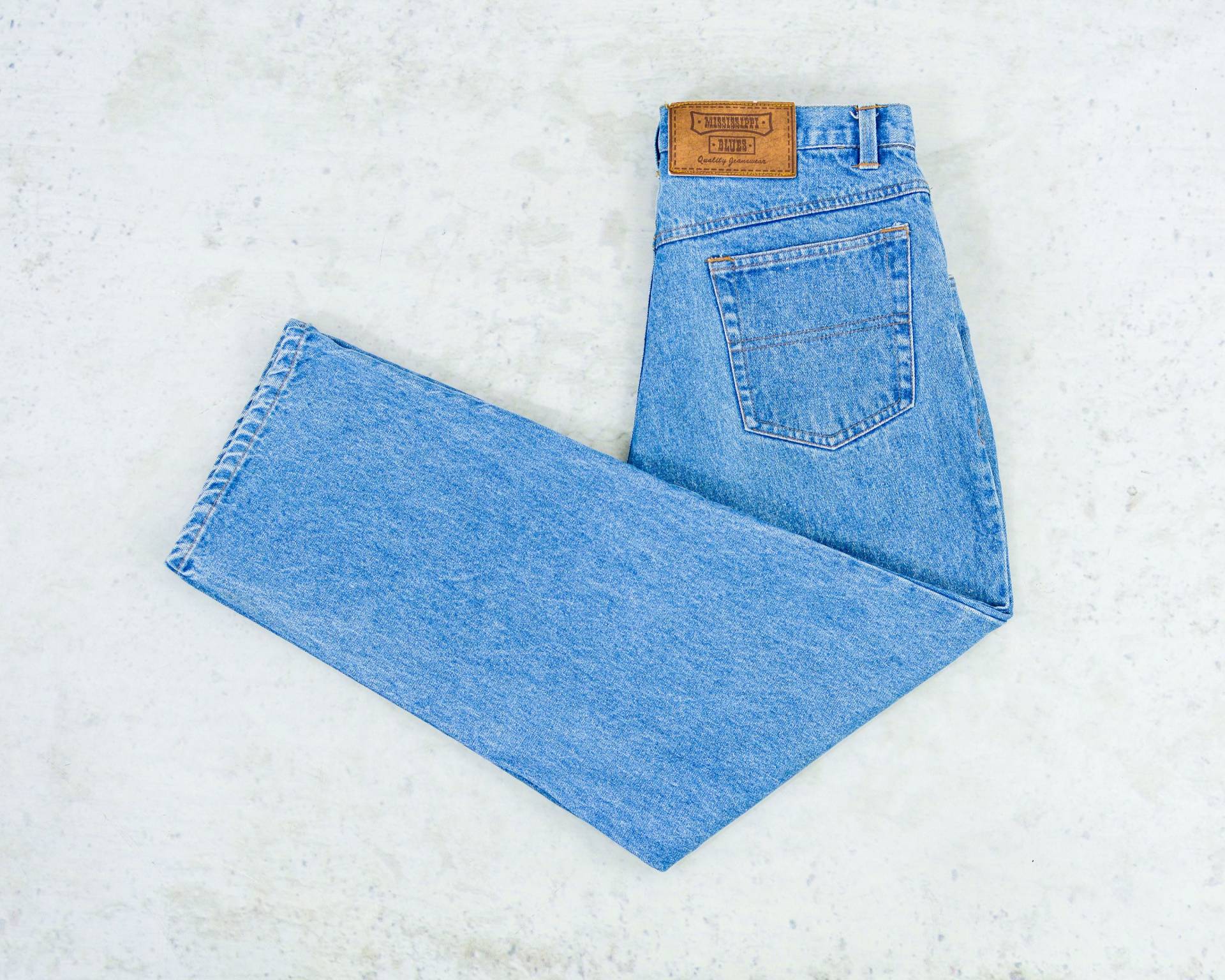 Mississippi Jeans Vintage 90Er Blau Jeans Hohe Taille W34 L28 Xl von VintageShopGertrude