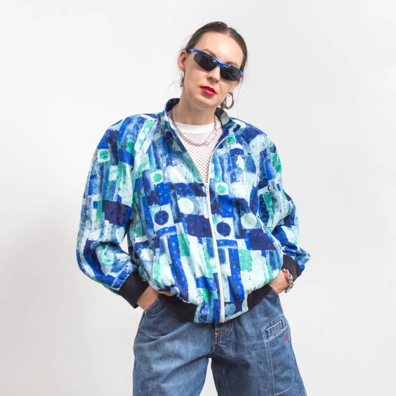 Oversized Bomberjacke 80Er Jahre Vintage Retro Gemustert Damen Gr. Xl von VintageShopGertrude