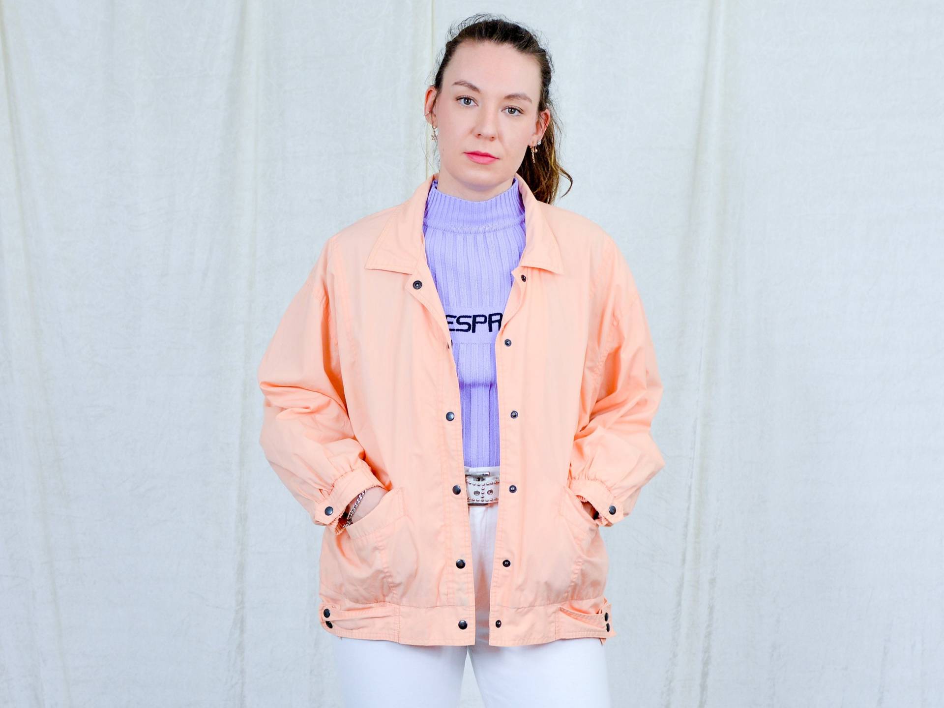 Pfirsich Jacke Vintage Frühling Mantel 90Er Jahre Windbreaker Frauen L-xxl von VintageShopGertrude