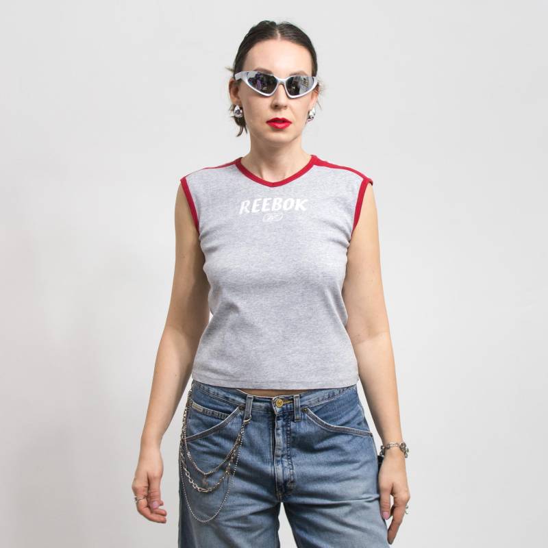 Reebok Crop Top Vintage Ärmellose Sportliche Bluse Damen Größe M/L von VintageShopGertrude
