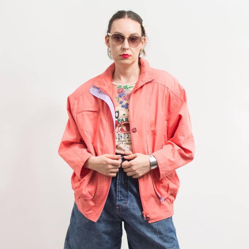 Vintage 80Er Jahre Übergroße Jacke Windjacke Damen Größe L von VintageShopGertrude