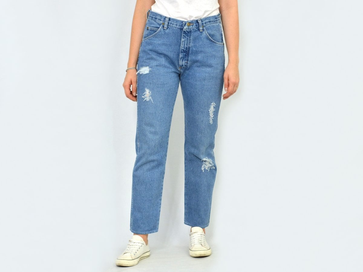 Wrangler Vintage-Jeans Hoch Taillierte Mama Hose Gerade Passform Bein Hipster 1990Er Jahren Große W32 von VintageShopGertrude