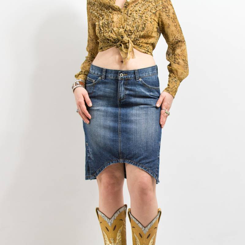 Y2K Mini Jeansrock Low Waist Jeans Damen Größe M von VintageShopGertrude