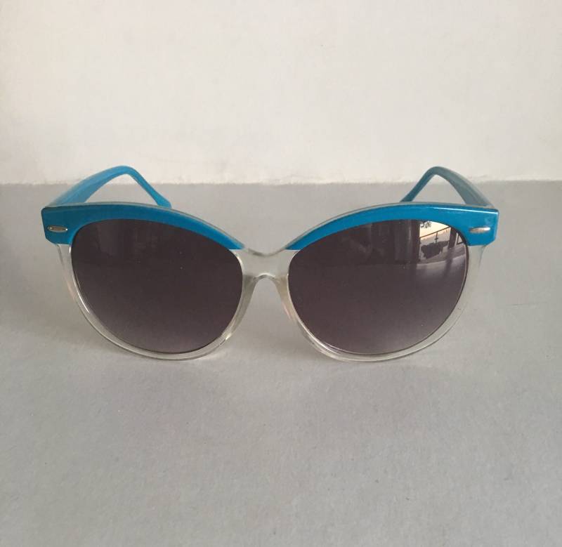 Vintage Klar & Wasser Blau Runde Wayfarer Sonnenbrille Vintage Klar & Wasser Blau Runde Wayfarer Sonnenbrille von VintageSilo