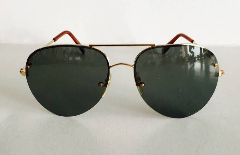 Vintage Light Gold Rimless Aviator Sonnenbrille Vintage Light Gold Rimless Aviator Sonnenbrille von VintageSilo