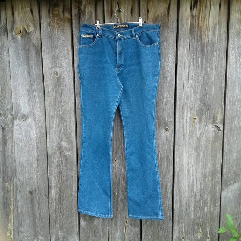 70Er Jahre Vintage Look Mustang Denim Jeans Hoch Taillierte Distressed Blue, Größe 36 von VintageSpiritUA
