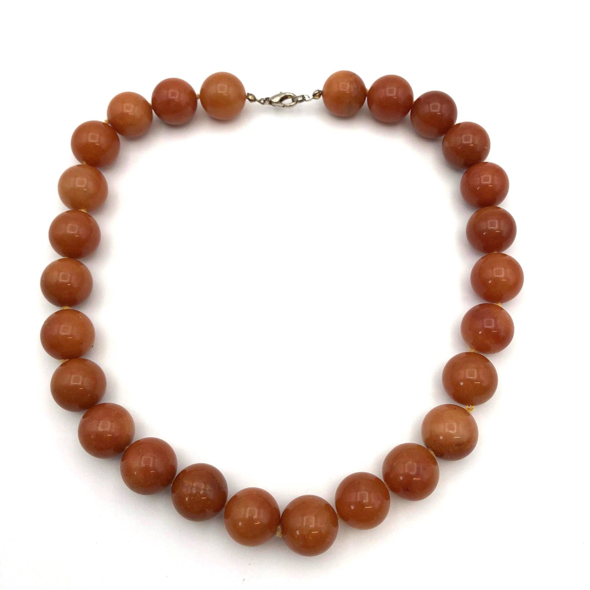 Achat Edelstein Halskette 1.5 cm Ø Naturstein Perlen Hand Geknotete Vintage Edel Boho Lady Collier Kette 150 Gramm Schwer von VintageStarsParis