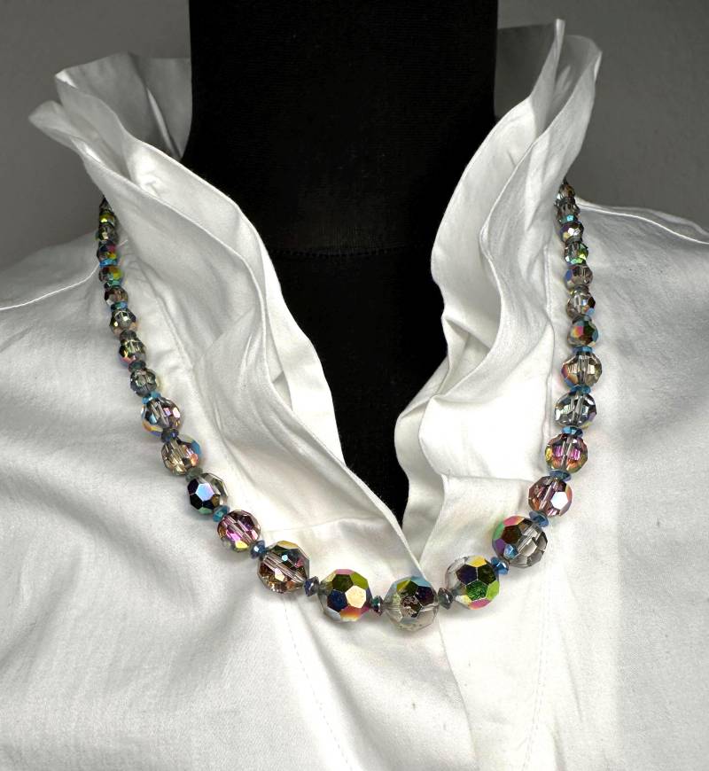 Aurora Borealis Kristallkette Fantastisch Schön Funkelnde, Festlich Elegante 1950S Collier Halskette von VintageStarsParis