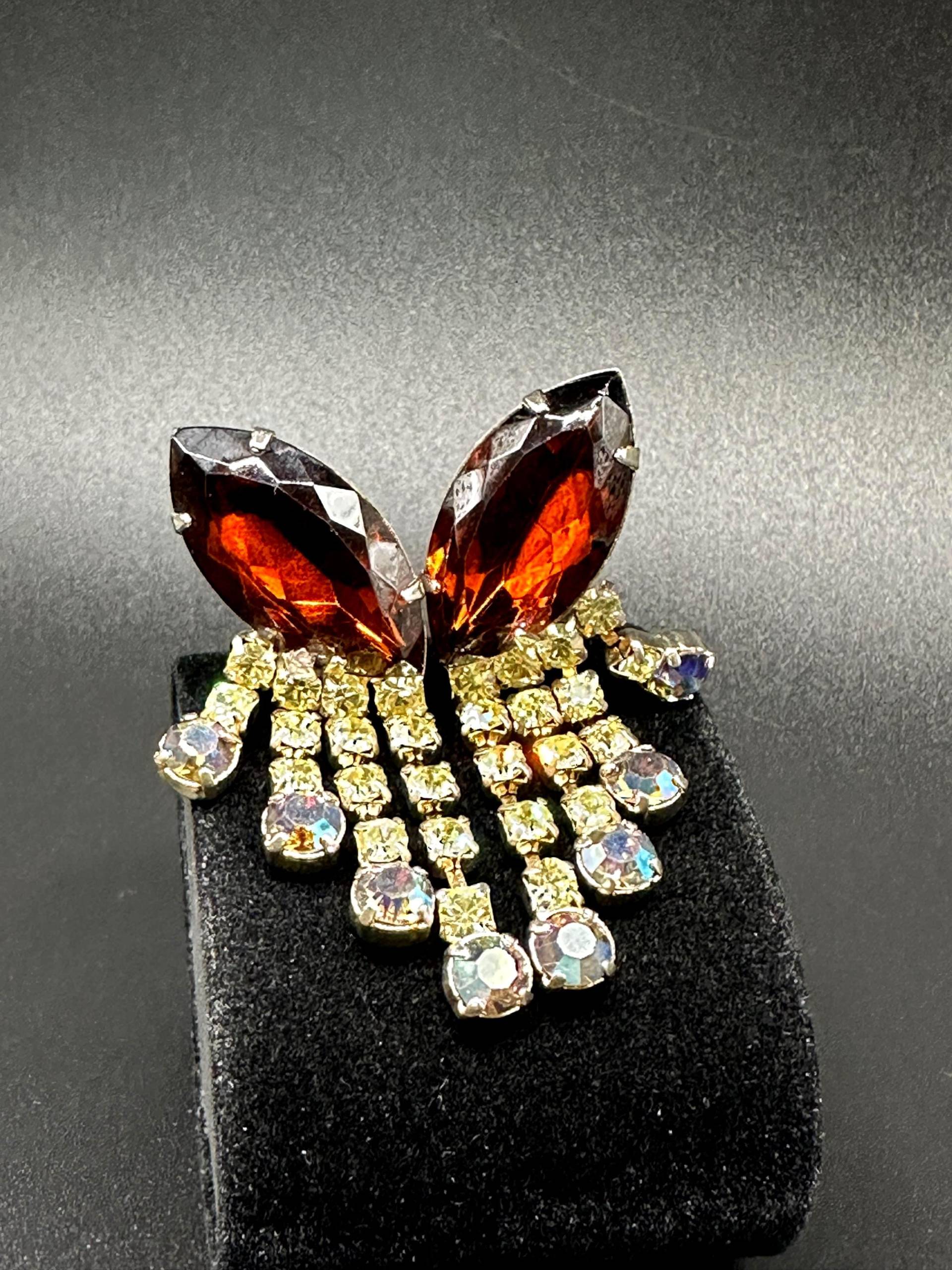 Cocktail Party Ohrclips Vintage 50S - 1960S Hollywood Glamour Clip Ohrringe Mit Kristallen Und Fantastisch Funkelnden Strass Steinen von VintageStarsParis