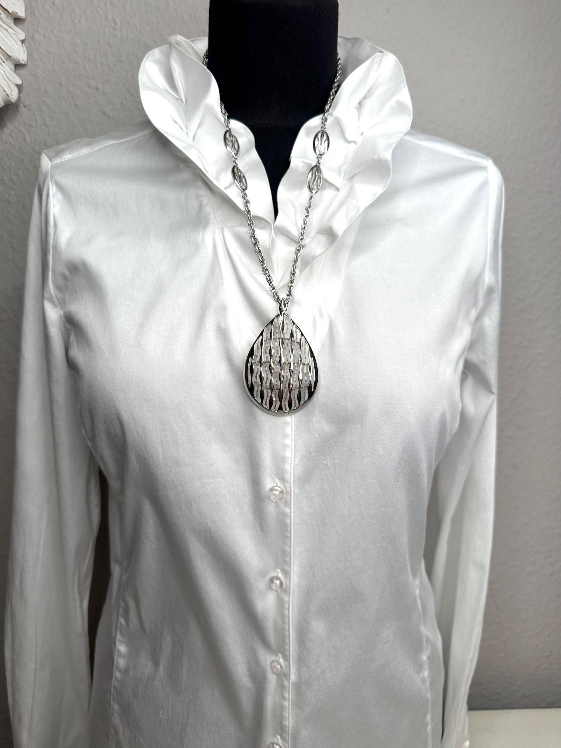 Designer Trifari Halskette T Hangtag Trifari Signierte, Seltene, Versilberte Vintage 60S - 1970S Anhänger Kette, Modernist Era 1960S Schmuck von VintageStarsParis