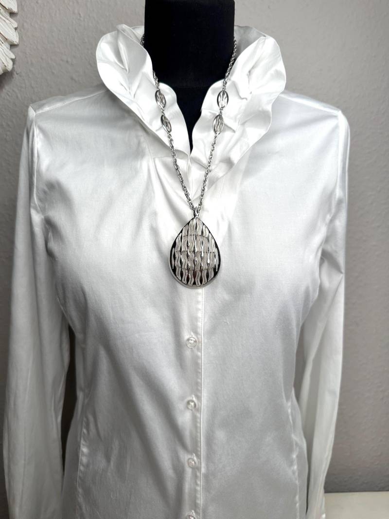 Designer Trifari Halskette T Hangtag Trifari Signierte, Seltene, Versilberte Vintage 60S - 1970S Anhänger Kette, Modernist Era 1960S Schmuck von VintageStarsParis