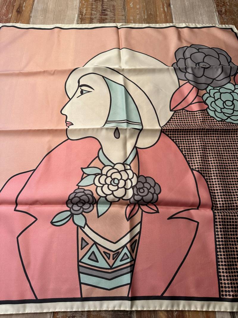 Flapper Girl Halstuch Art Deco Lady Design Vintage Designer Hauber Tuch von VintageStarsParis