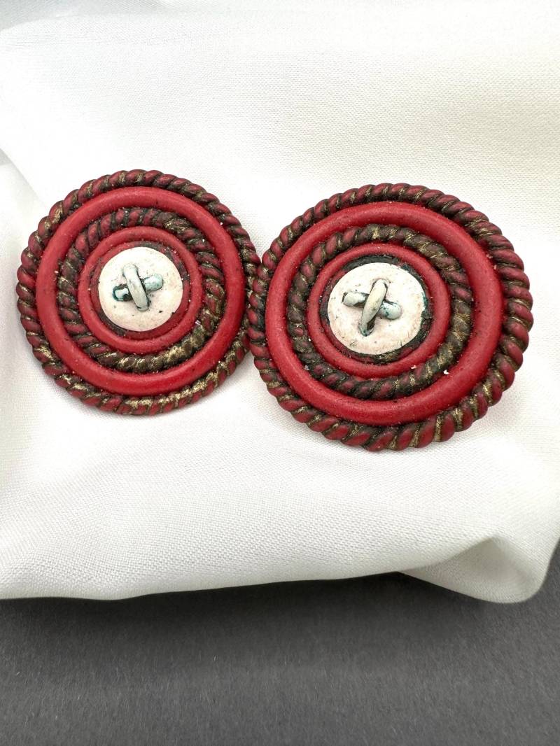 Große Resin Ohrringe Aus Handarbeit Hand Gearbeitete Vintage 1990S Oversize Ohrstecker Ohrringe, 4 cm Ø von VintageStarsParis