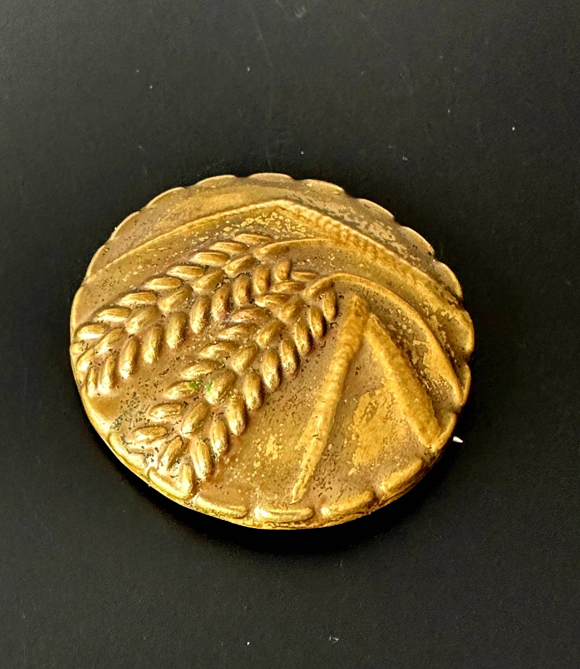 Handarbeit Getreide Brosche Seltene Antike 1930S - 1940S Vergoldete Künstler Aus Messing von VintageStarsParis