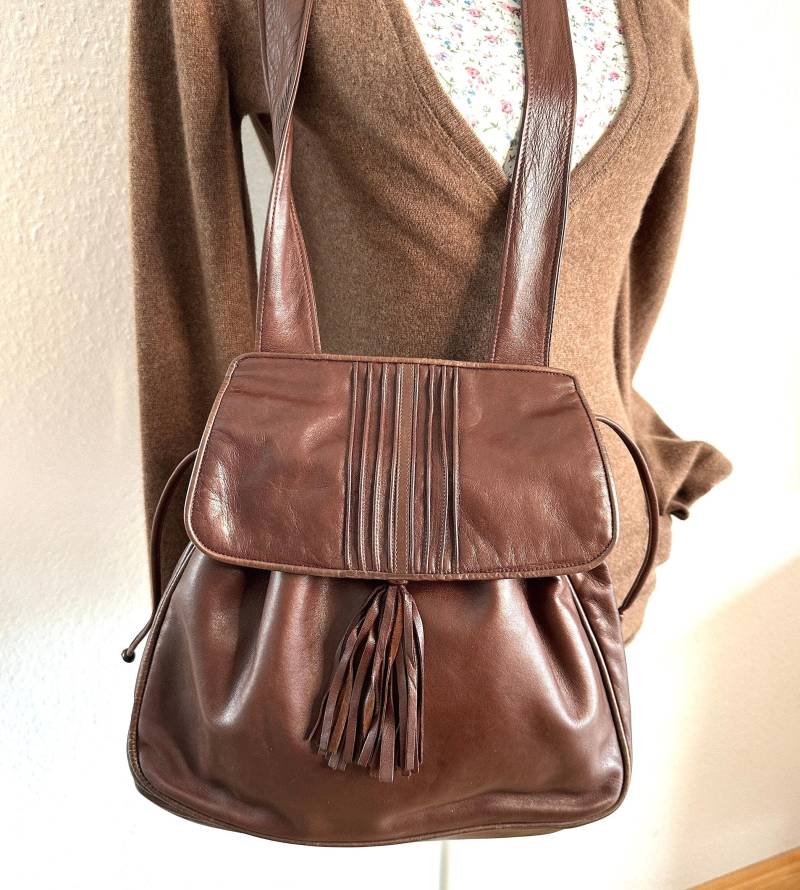 Italy Designer Umhängetasche Echt Leder Schultertasche Besonders Weiche Tasche, Made in Marke Serena von VintageStarsParis