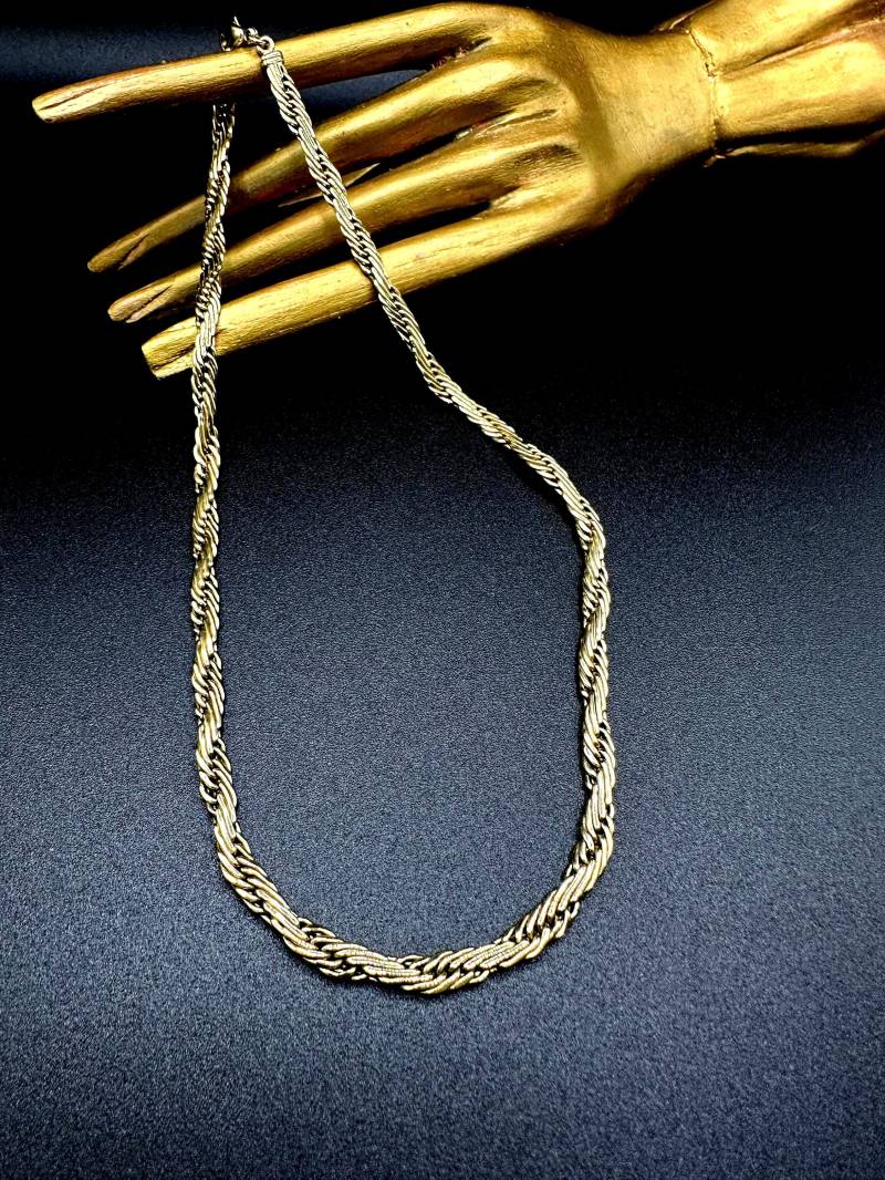 Pierre Lang Halskette Hochwertige Designer Pl Signierte Vergoldete, Geflochtenes Design Gliederkette von VintageStarsParis