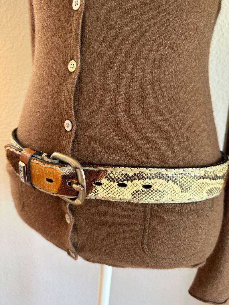 Schlangenleder Kuhfell Gürtel Exklusiver Vintage Damen Und Herren Leder Echt Pythonleder von VintageStarsParis