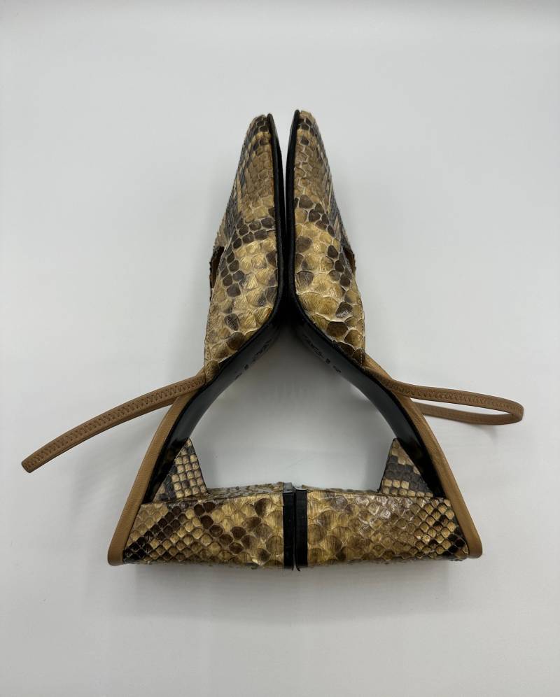 Schlangenleder Slingback Schuhe Bolero Dettagli Di Moda Made in Italy Echtes Vintage Designer Damen Mit Blockabsatz von VintageStarsParis