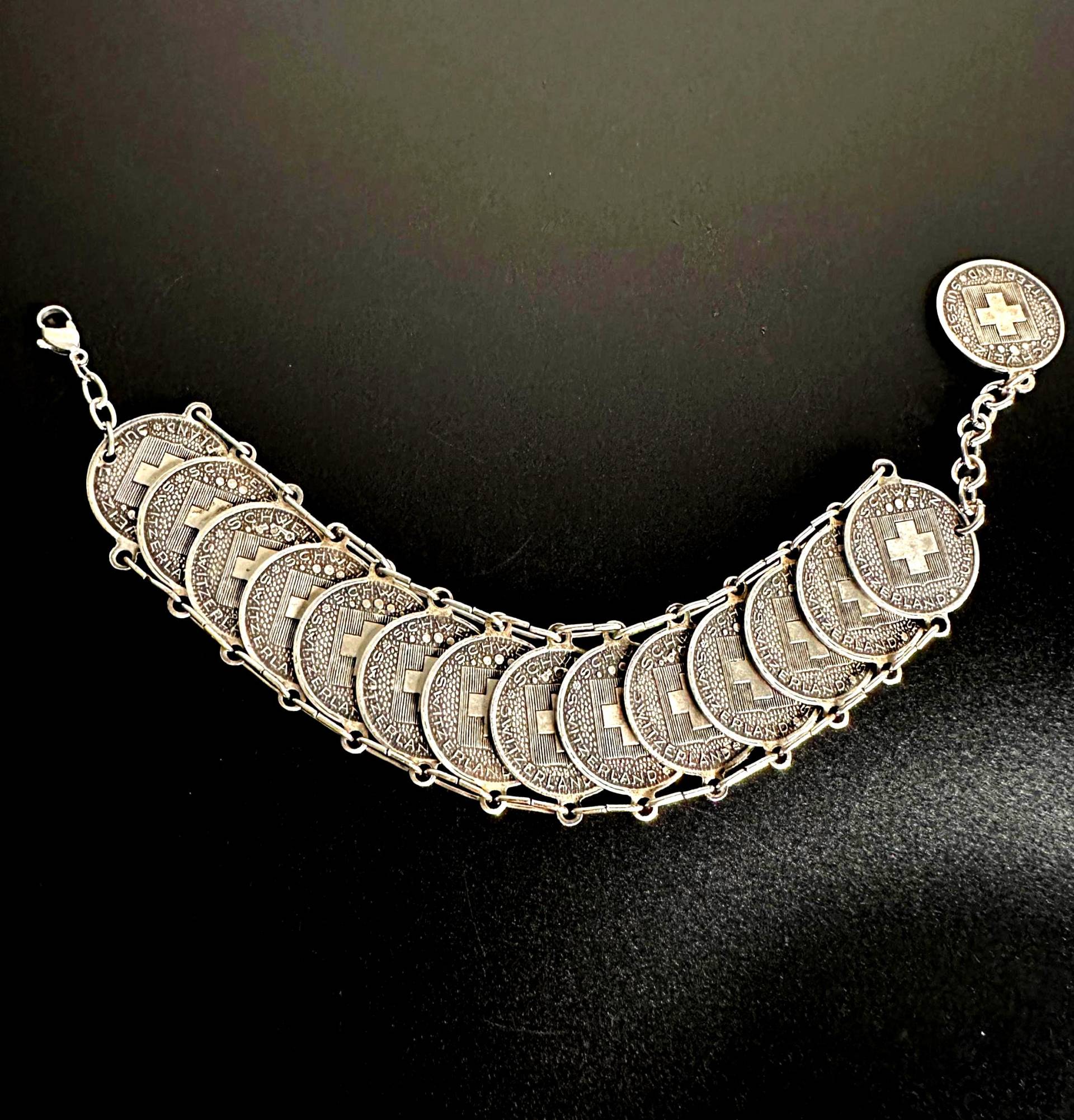Schweiz Münzen Armband Switzerland Vintage Gliederarmband von VintageStarsParis
