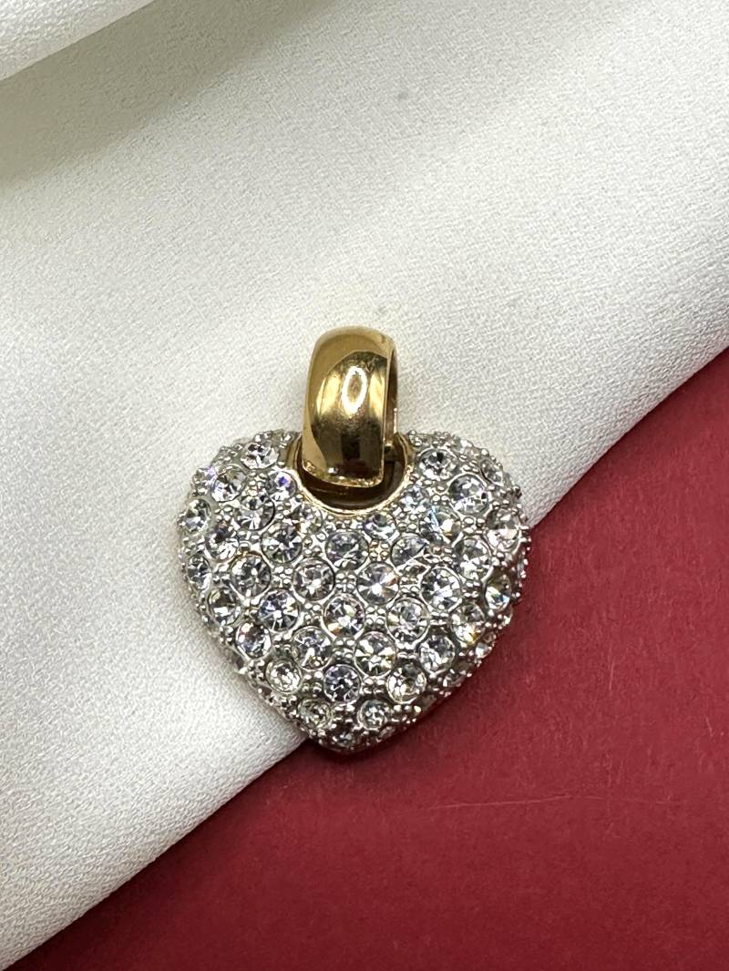 Strass Herz Anhänger Für Eine Halskette Vintage 1980S Wunderschön Funkelnder, Hochwertiger, Vergoldeter Kettenanhänger, Klare Steine von VintageStarsParis