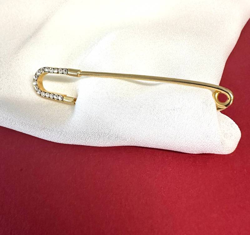 Strass Kiltnadel Sicherheitsnadel Vintage 1980S Hochwertige Nadel Brosche Mit Wunderschön Glänzenden Klaren Steinen von VintageStarsParis