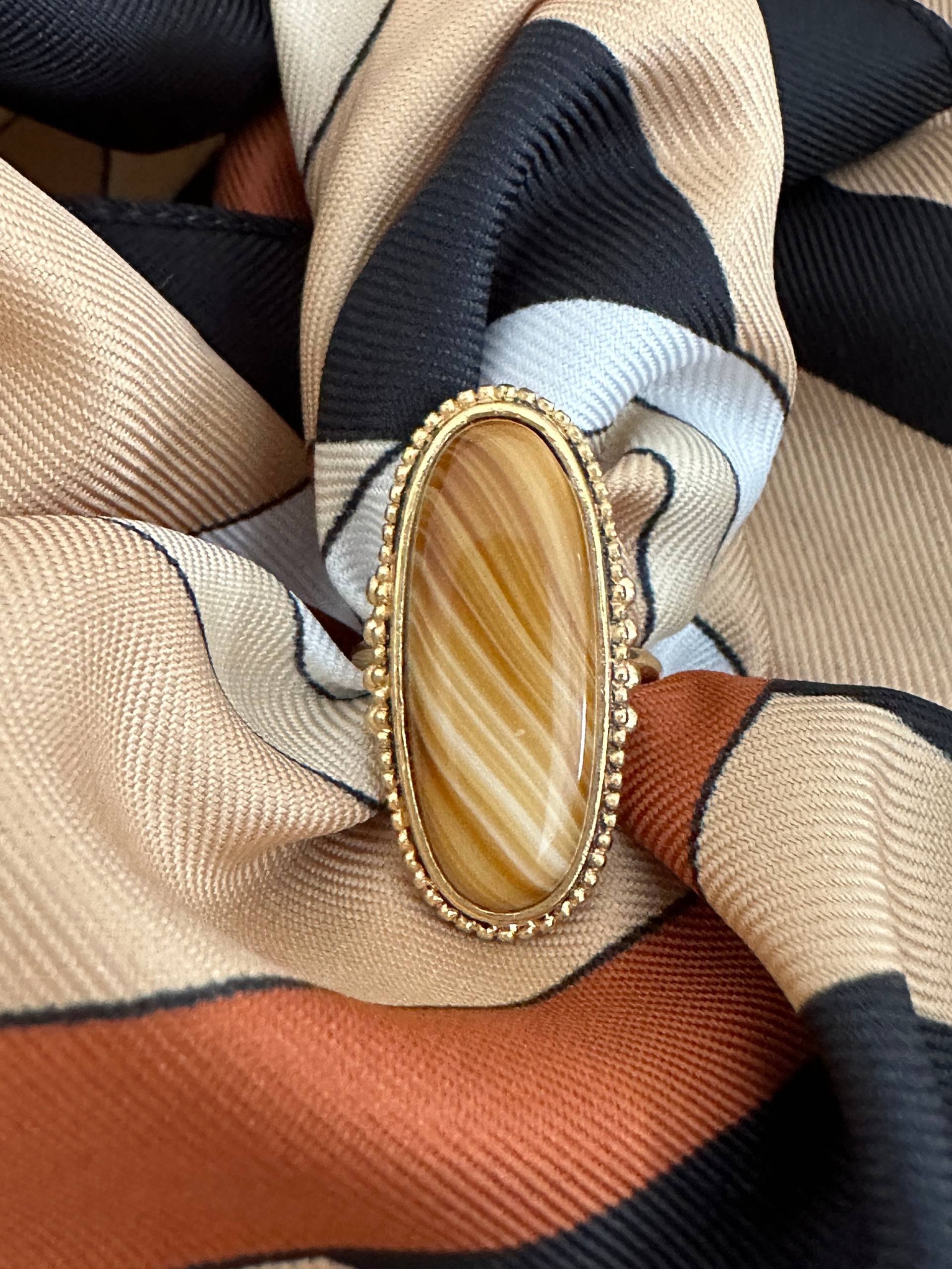 Vintage Achat Ring Avon Signierter Edelstein Für Den Kleinen Finger von VintageStarsParis