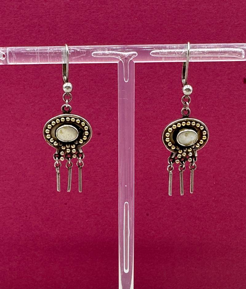 sterling Quarz Ohrringe Vintage Silberschmiede Handarbeit 925Er Silber, Echte Verzierte Hippie Girl Boho Leverback Ohrstecker von VintageStarsParis