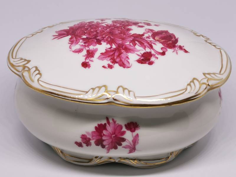 Trinket Schmuck Jlmenau Graf Von Henneberg Echt Kobalt Porzellan Dose Weiß & Antikes 22K Gold Germany | Ca. 1950 von VintageStoreAntiques