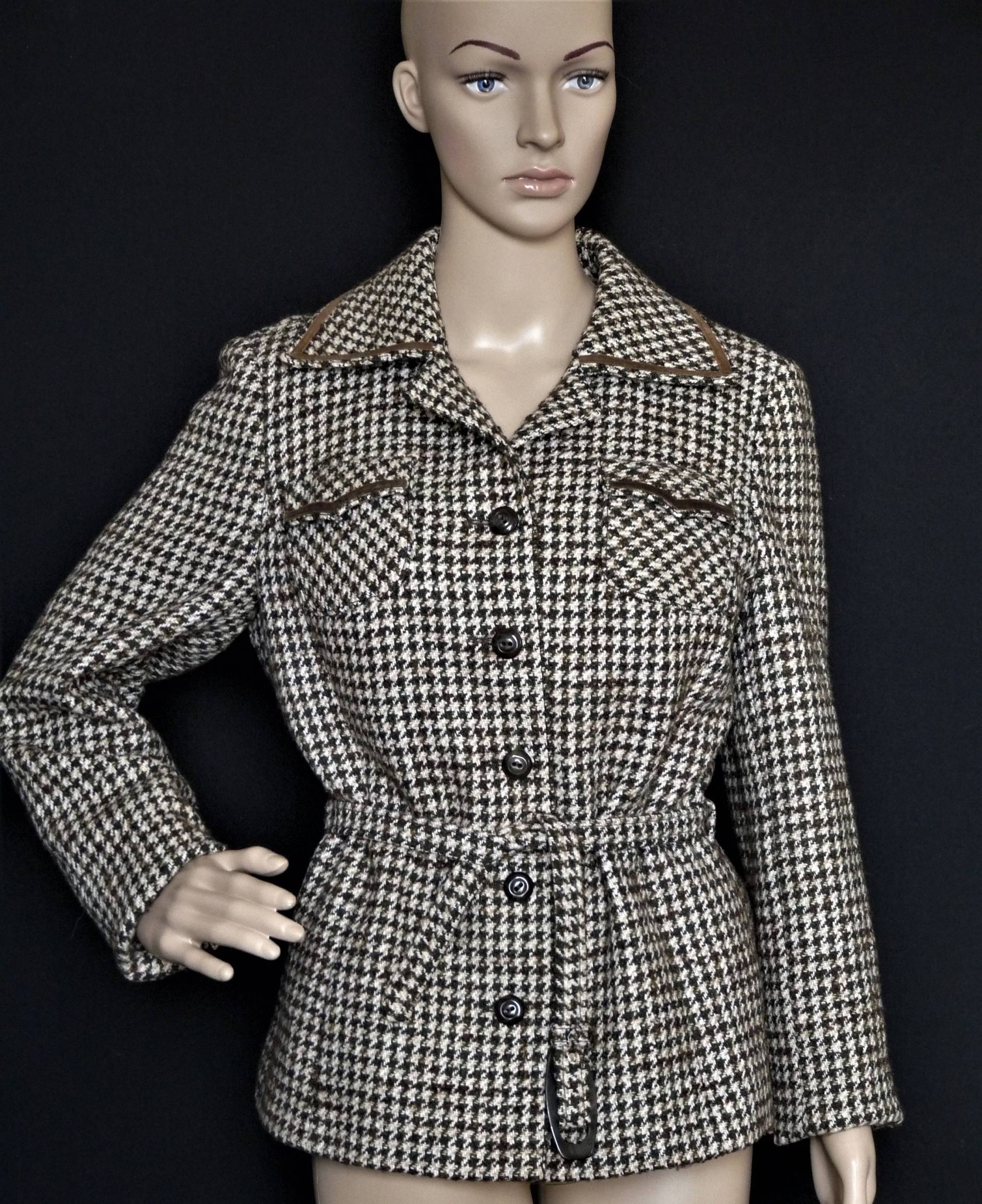 Del Mode International - Kurze Hahnentrittjacke Für Damen Vintage 65/70Er Jahre Größe 38Fr Del Mode International - Kurze Hahnentrittjacke Für Damen Vintage 65/70Er Jahre Größe 38Fr von VintageStorie