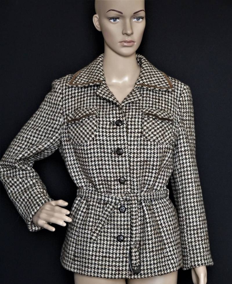 Del Mode International - Kurze Hahnentrittjacke Für Damen Vintage 65/70Er Jahre Größe 38Fr Del Mode International - Kurze Hahnentrittjacke Für Damen Vintage 65/70Er Jahre Größe 38Fr von VintageStorie